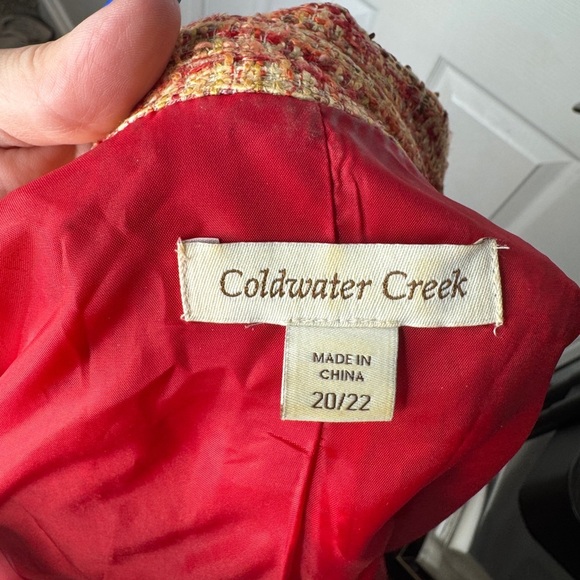 COLDWATER CREEK Red/Orange/Tan Tweed Two Button Closure Blazer Size 20/22 - Picture 3 of 7